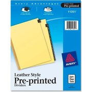 AVERY DENNISON Avery Monthly Gold Line Black Leather Tab Divider, Jan to Dec, 8.5"x11", 12 Tabs, Buff/Black 11351